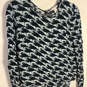 H&M Black and Gray Patterned Blouse size 8/medium